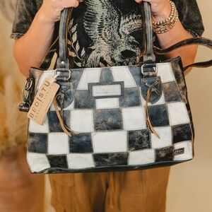 IN SEARCH OF::: BED|STU Checkered Black and White Shoulder Bag
